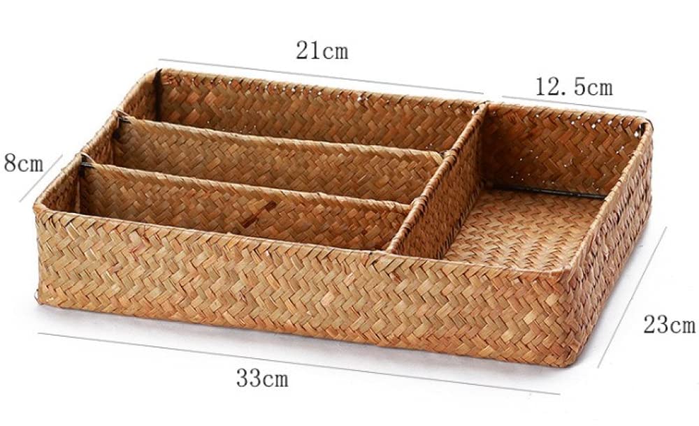 Organizador De Cajones para Utensilios De Cocina con Divisores Cesta De Mimbre para Cubiertos Cesta De Mimbre para Servir Cubiertos Bandeja Organizadora De Cubiertos