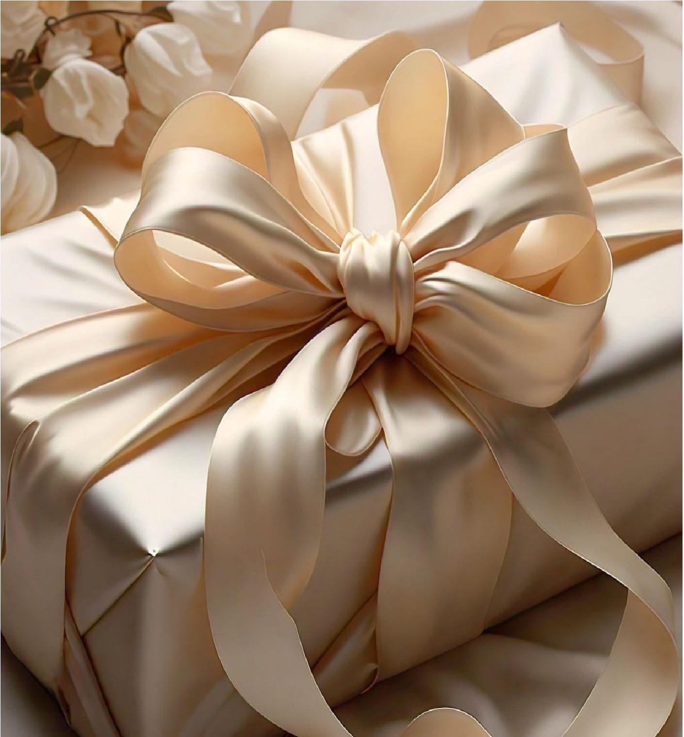 Double Sided Satin Ribbon 25mm x 10 Meters (Off White) for Gifts Wrap Sew Party, Decorations Events Dress Wedding Christmas Crafts, Bows Car, Balloons Hairs, DIY, Bouquets, Cake More — view 468