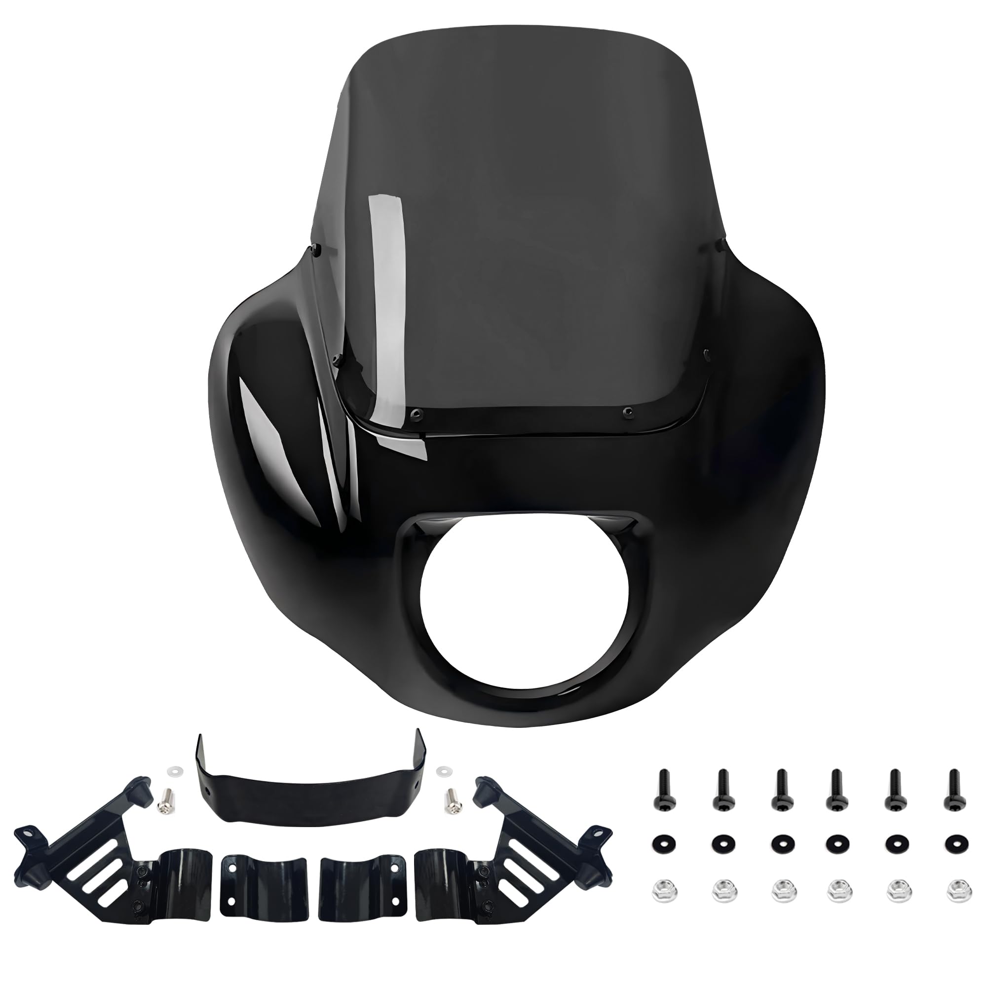 FATECIM Headlight Quarter Fairing with 13" Smoke Windshield &amp; Bracket Mount For Harley 2018-2020 2025 Street Bob FXBB, 2021-2024 Street Bob 114 FXBBS, 2020-2024 Softail Standard FXST