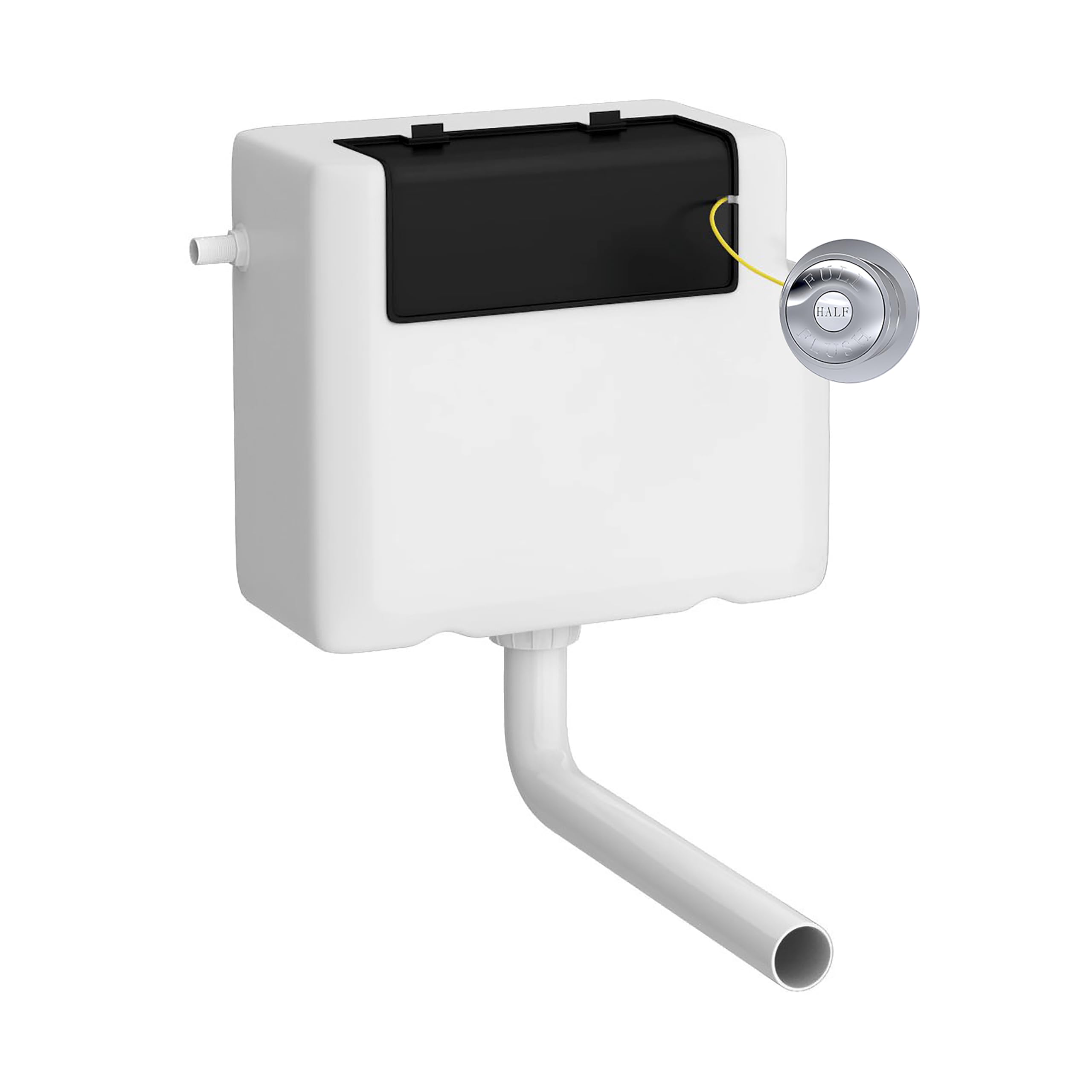 Balterley Chrome Concealed Cistern With Dual Flush, Water Saving Side Inlet Concealed Toilet Cistern & Traditional Flush Plate For Back To Wall & Wall Hung Toilets - 340X142x296mm (Chrome/White)