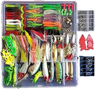 Fishinghappy 275Pcs Fishing Lure Set Kit Soft and Hard Lure Baits Tackle Set Bionic Bass Trout Salmon Minnow Popper Crank Rattlin Pencil Plastic Topwater Frogs Lure Metal Lures Spinner
