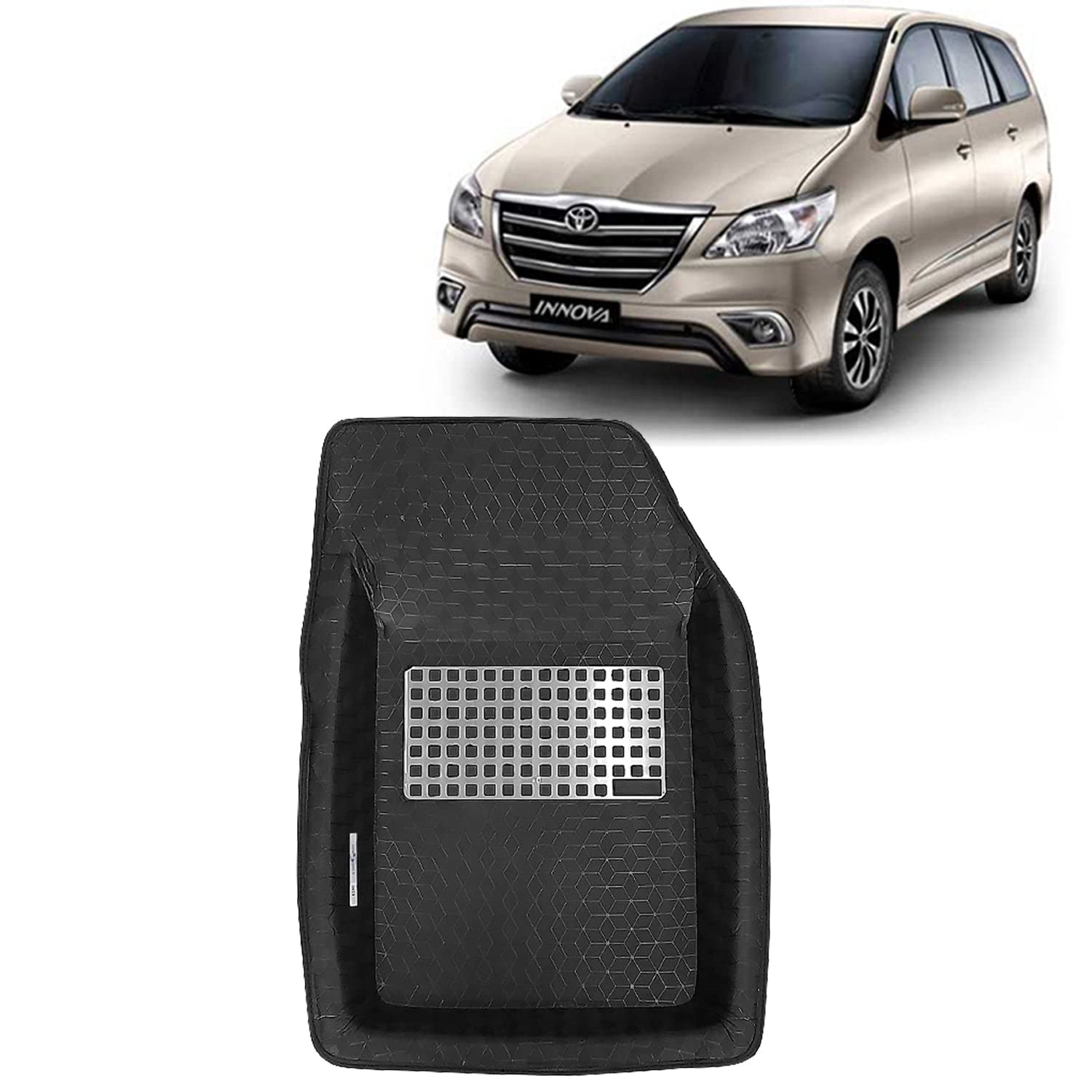 Kingsway Accessories Premium 4.5D Car Floor Mats Only Compatible with Toyota Innova Year 2012 to 2015 All Model, Set of 4 Pcs, 100% Waterproof Tray Shape PVC 4.5D Car Foot Mats, Black