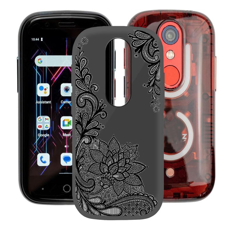 AQGGfor Unihertz Jelly Star (3.00") Case, Soft Silicone Bumper Shell Black Flexible Rubber Phone Protective Cases TPU Cover for Unihertz Jelly Star - Black Rose