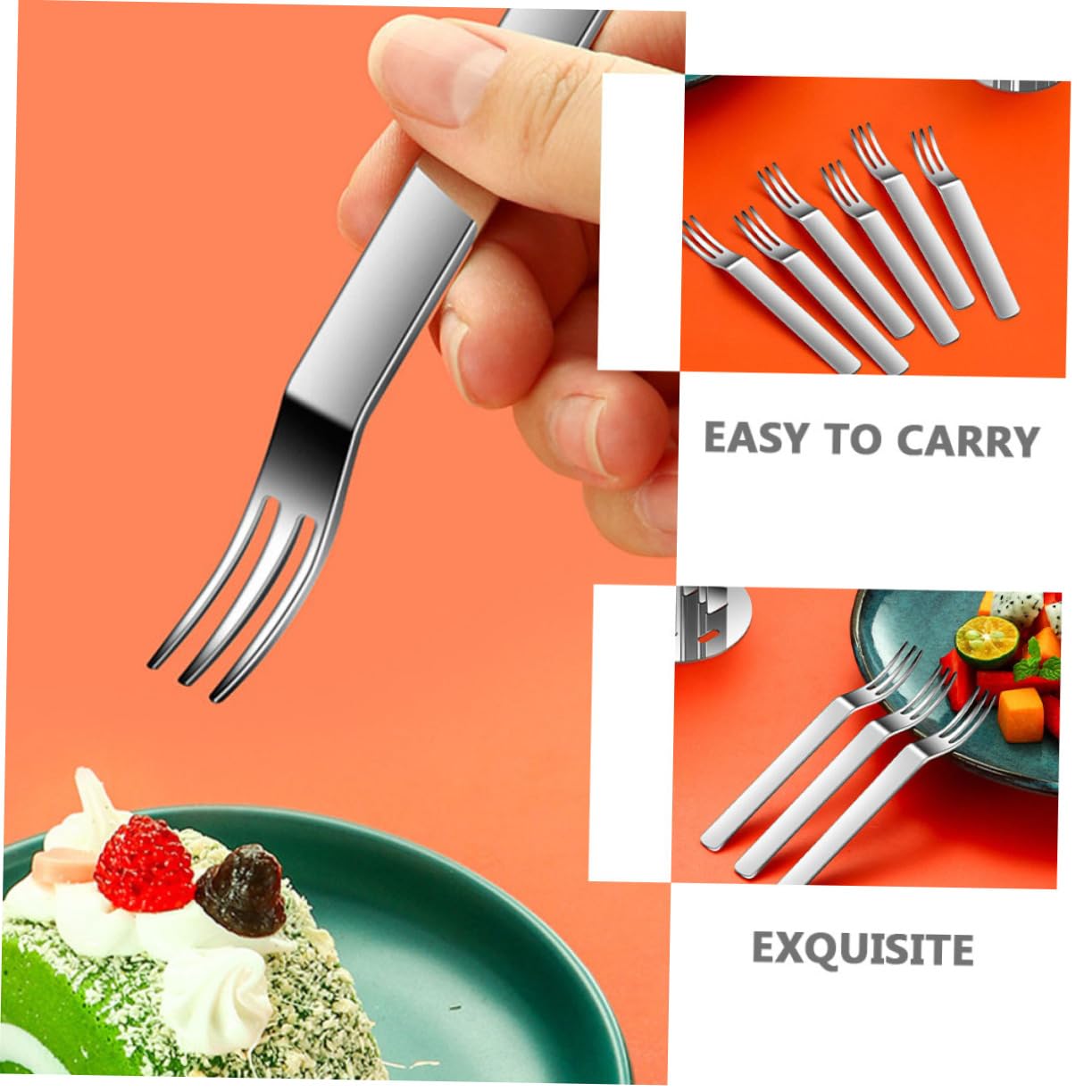 Ciieeo 2sets Forchette Dessert Inossidabile Con Base Per e Dolci Forchettine Riutilizzabili Per Appetizer e Dessert Facili e Maneggiare