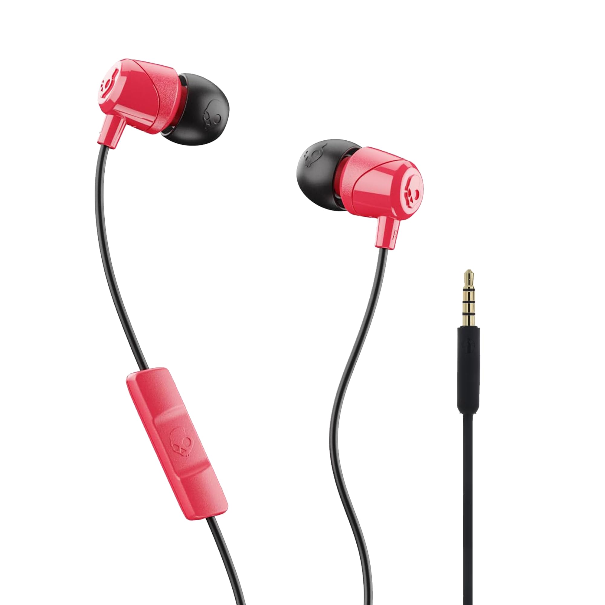 Skullcandy Jib Wired Earbuds with 3.5mm AUX Plug, Noise Isolating Fit, In-Line Microphone, Call and Track Control, Convenient for Travel - Red
