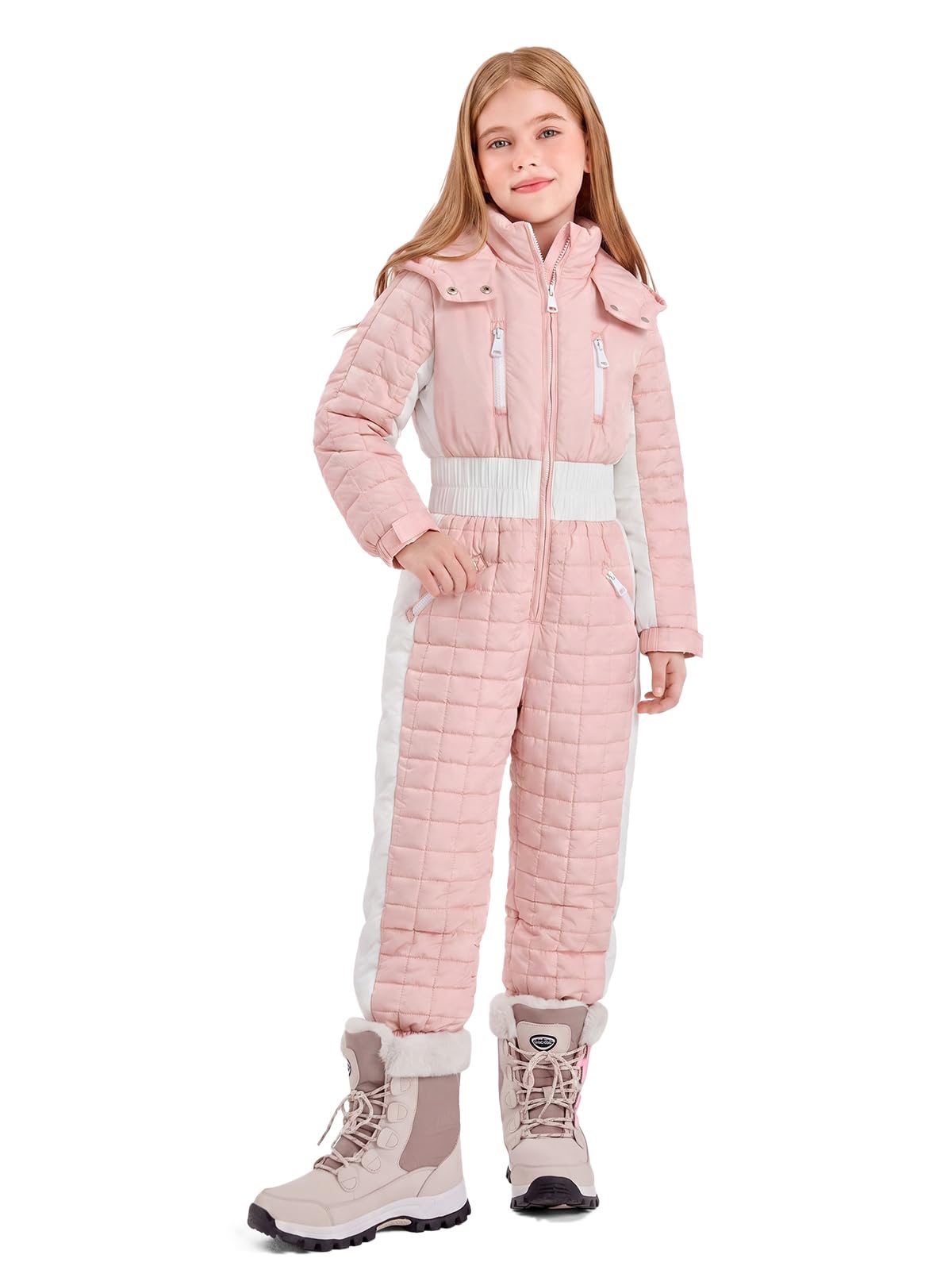 Haloumoning Kid Snowsuit Girls Hooded Waterproof Insulated Ski Suit