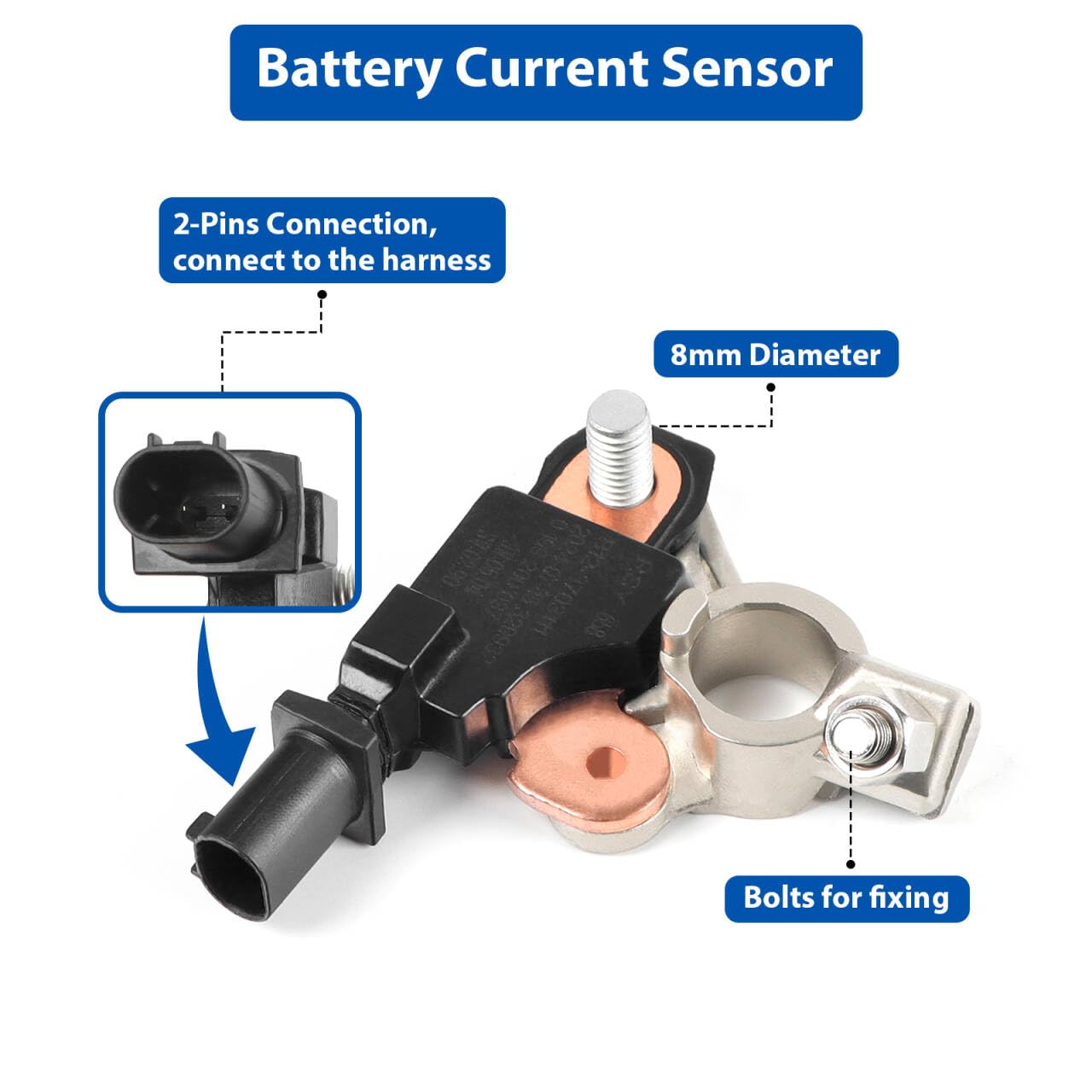4692269AI Battery Current Sensor for 11-16 Chrysler 200 300/11-16 Jeep Wrangler Cherokee/13-17 Dodge Ram 1500 2500 3500 Charger Journey Challenger Viper/13-19 Fiat 500 Battery Sensor