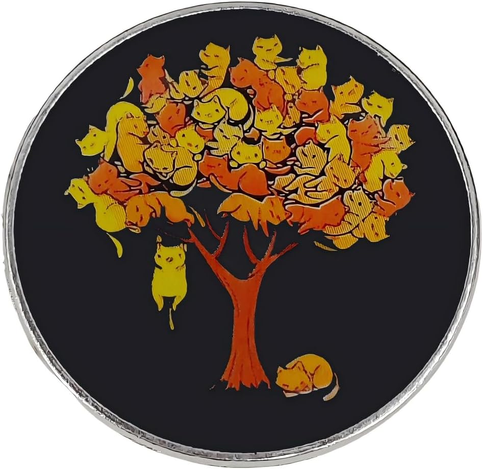 Orange Cat Tree Enamel Pin - Kawaii Cat Pin, Cartoon Animal Brooch Badge Cute Feline Lapel Accessory for Jackets & Backpacks Ideal Gift for Feline Enthusiasts