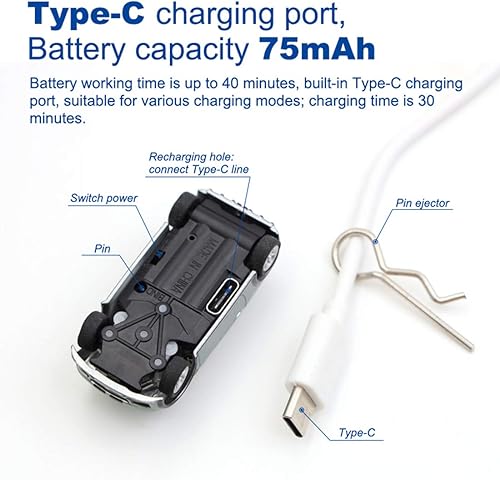 Miniatura 3 de Yamix Turbo Racing 176 Super Mini RC Car a escala completa, 2.4Ghz Escritorio Mini RC Car con control remoto P31