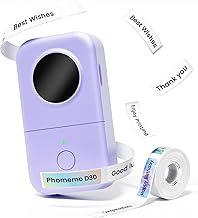 Phomemo D30 Étiqueteuse Bluetooth,Mini Étiqueteuse Autocollante Portable avec Ruban adhésif, Idéale pour l'école, la Maison, la Cuisine, et l'organisation, Compatible avec iOS et Android, Violet