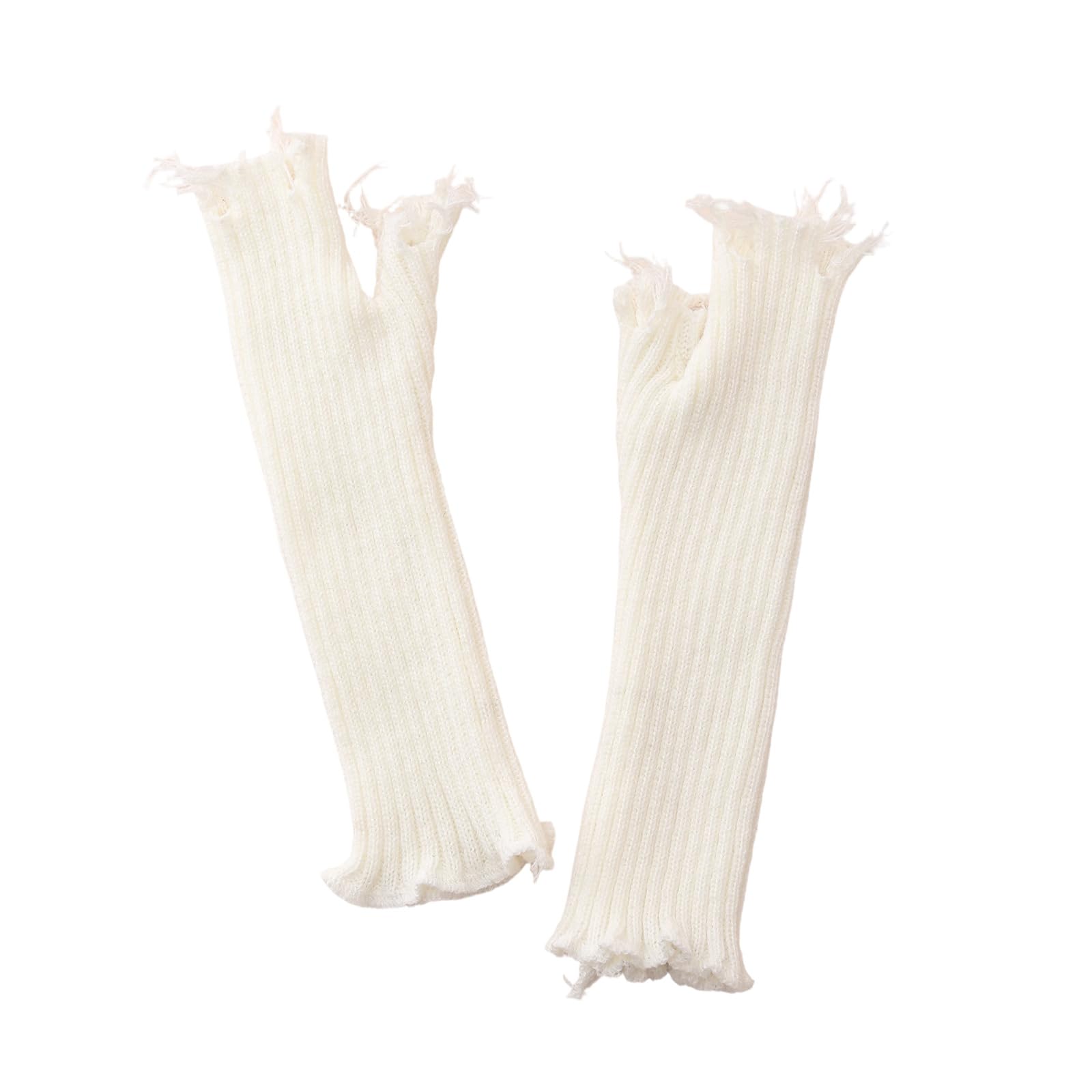 MICFENY Stretchable Ripped Gloves Elastic Knitted Design Warm Handwear For Men Women Outdoor Activity Street Dancing Wear Gloves