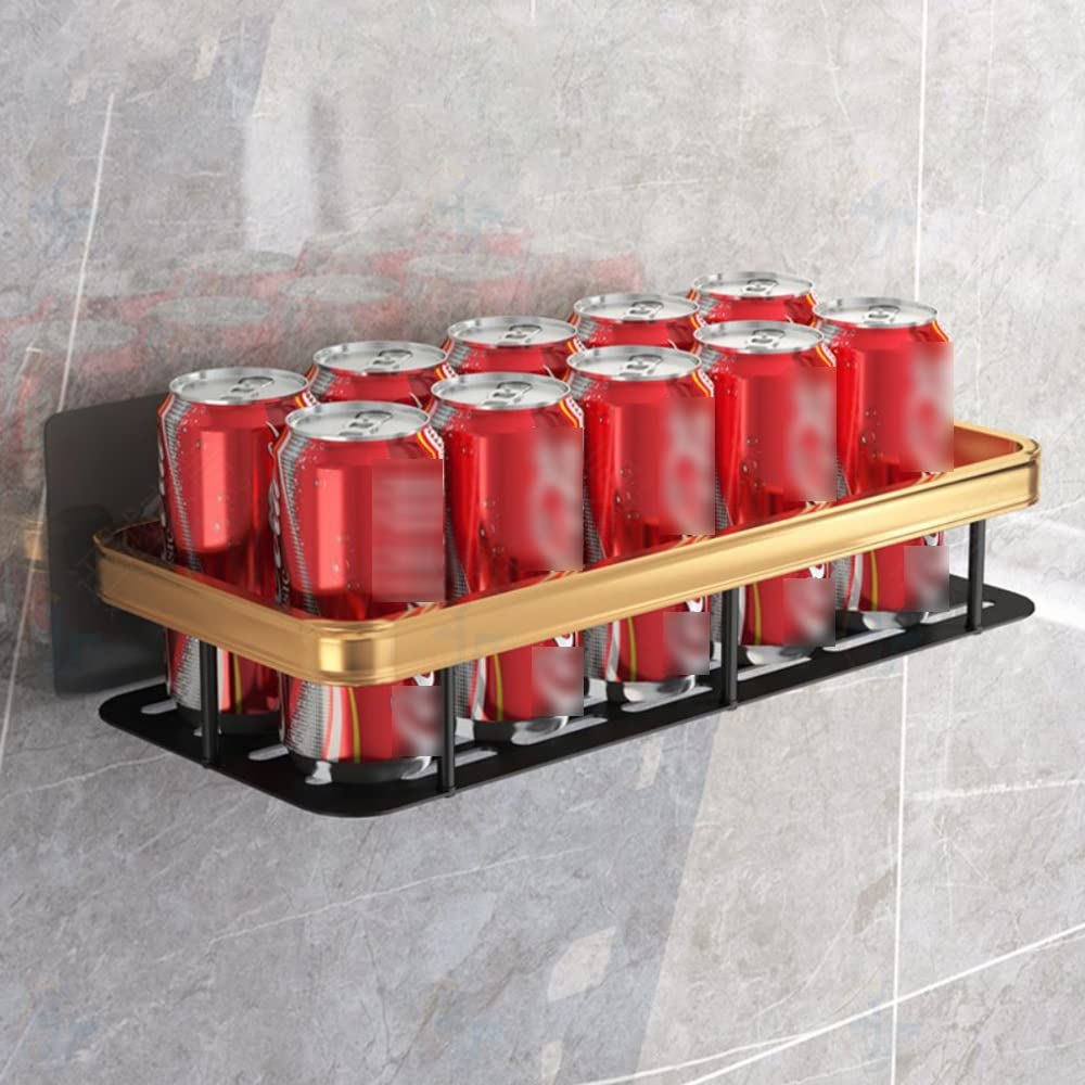 Cesta de ducha Estante de baño Cesta de ducha, Adhesivo de ventosa sin perforaciones en la pared, Soporte de champú para inodoro de aluminio dorado negro, Estante organizador de cocina Almacenamiento