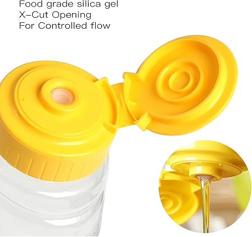 Miniatura 6 de Rocutus Frasco de miel, paquete de 6 botellas de miel de plástico de 15 onzas, botella de miel vacía, botella de miel exprimible con tapas abatibles