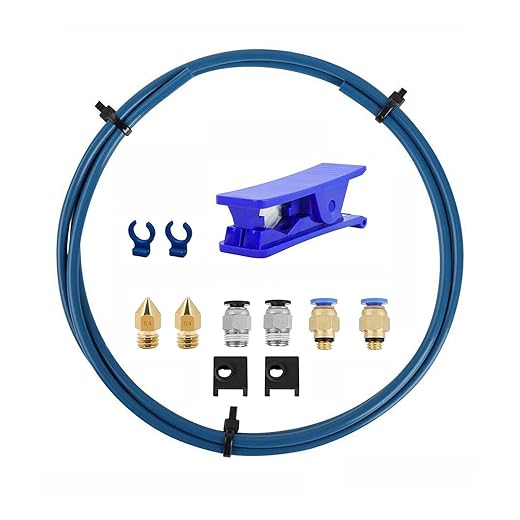 Creality Capricorn Bowden PTFE Tubing 1M XS Series 1.75MM Filament with Pneumatic Fittings &2 Blue Collet Clips &Nozzles&Tube Cutter for Ender 3 V2/ Ender 3/ Ender 3 Pro/Ender 5/ CR-10/10S 3D Printer
