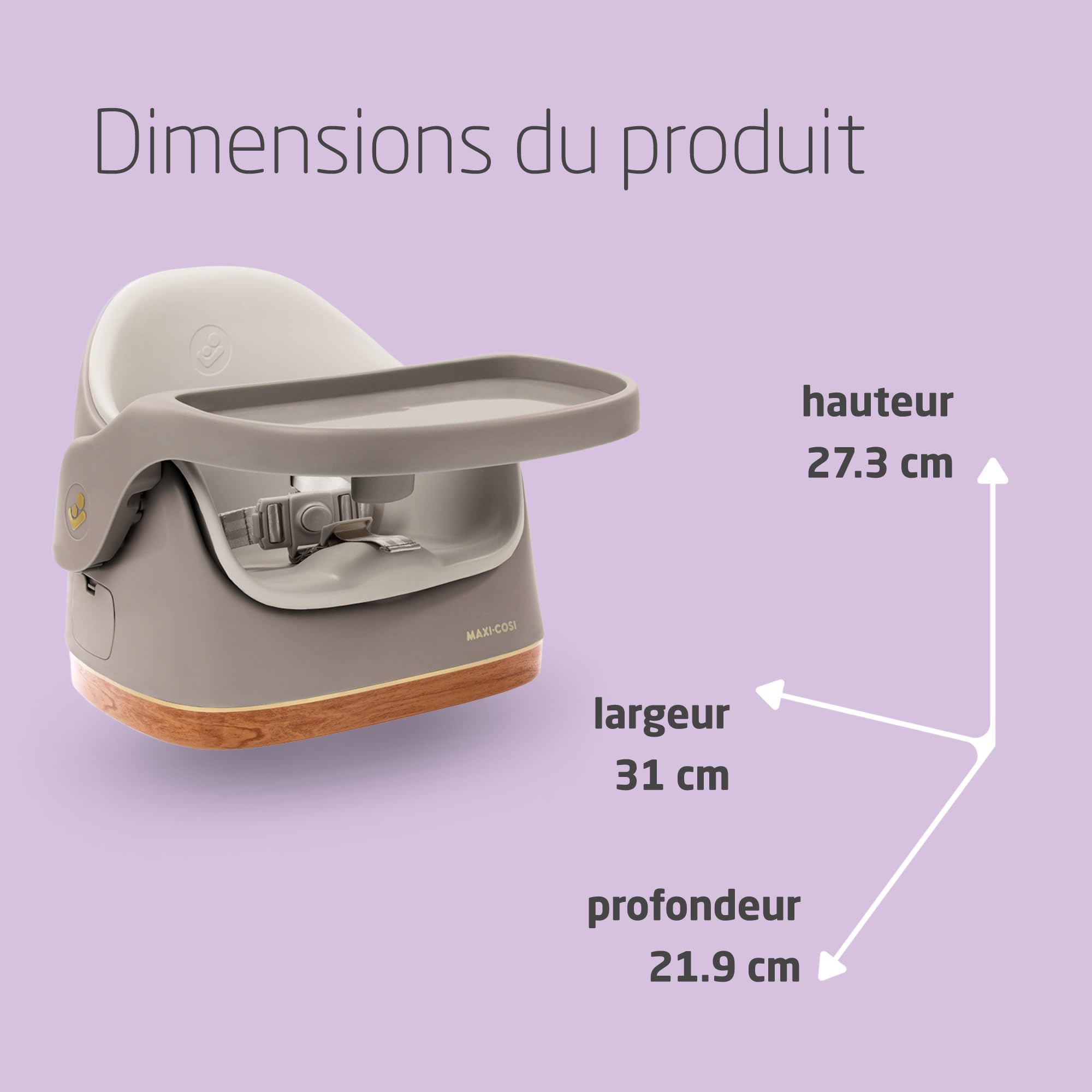 Maxi-Cosi Jay 2 en 1, Rehausseur Chaise Enfant, 6 mois - 3 ans, 9-15 kg, Rehausseur Chaise Bébé Portable, Tablette Réglable, Facile à Nettoyer, Design Compact, Spacieux, Elegance Beige