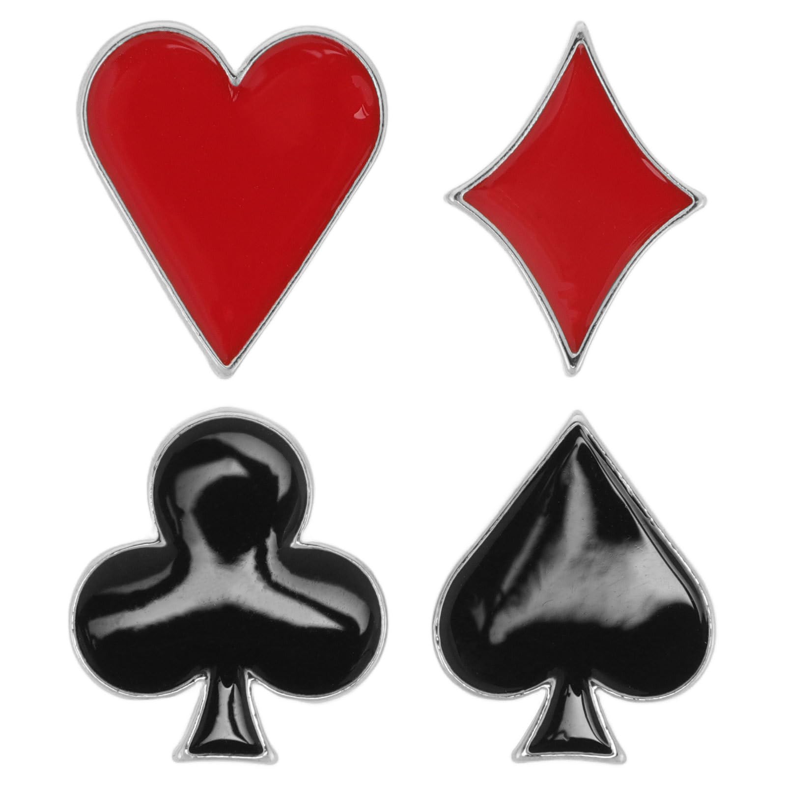 VICASKY 4pcs Spade Lapel Pin Poker On Card Brooch Playing Cards - Cute Brooches for Women, Red Heart, Diamond, Club, Suits Enamel, Fashion Backpack, Hat & Jacket Decoration