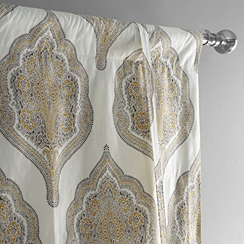 Image of HPD Half Price Drapes Room Darkening Tie Up Curtains 46 X 63 Inch Arabesque Printed Cotton Window Roll Up Balloon Curtain for Living Room, Kitchen PRTW-TUD37B-63 (1 Panel), Arabesque Tan