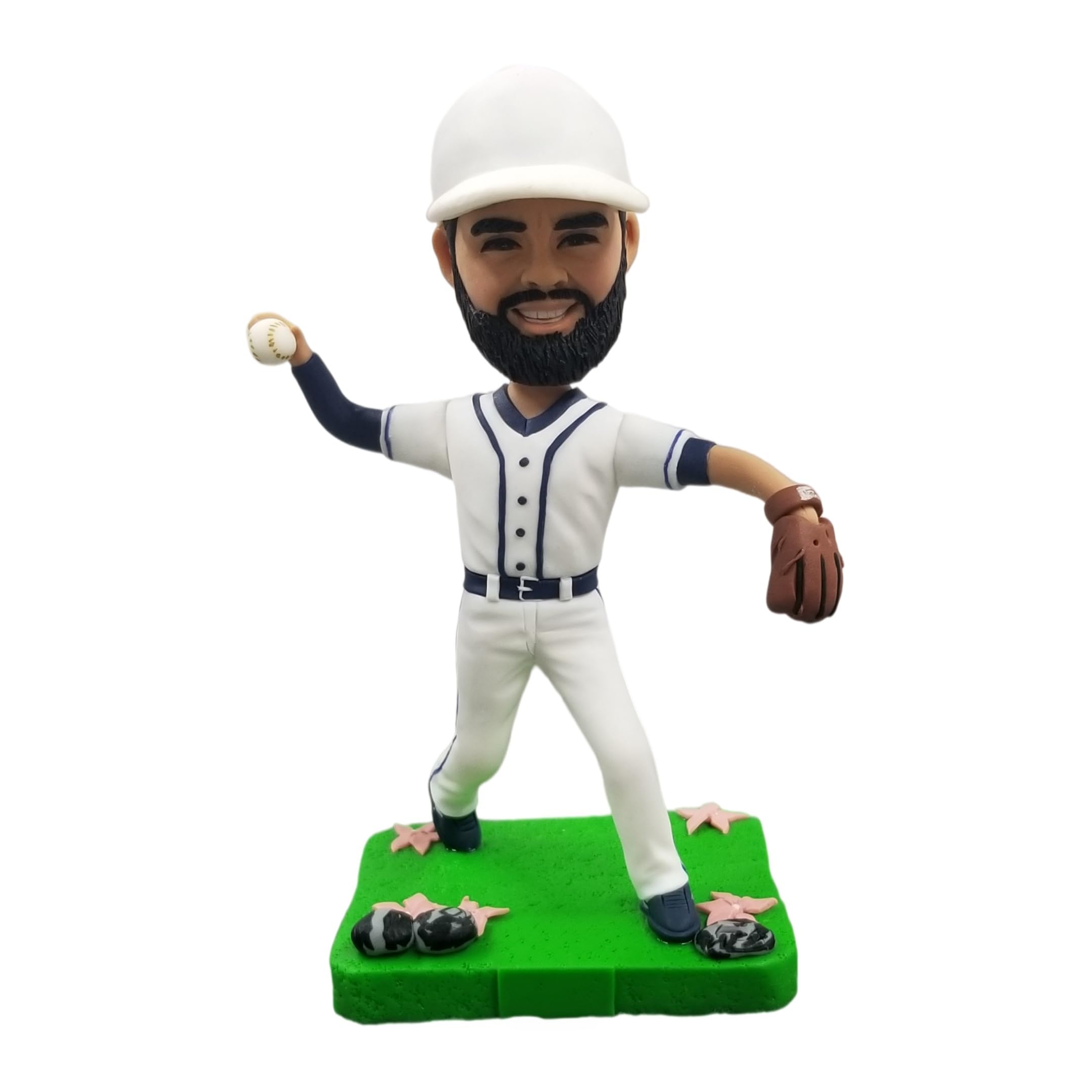 Figurine 3D faite à la main par photo Bobbleheads Pichet de baseball masculin Athlète sportif Statue faite à la main Cadeaux pour les fans de baseball, les joueurs, les entraîneurs, les