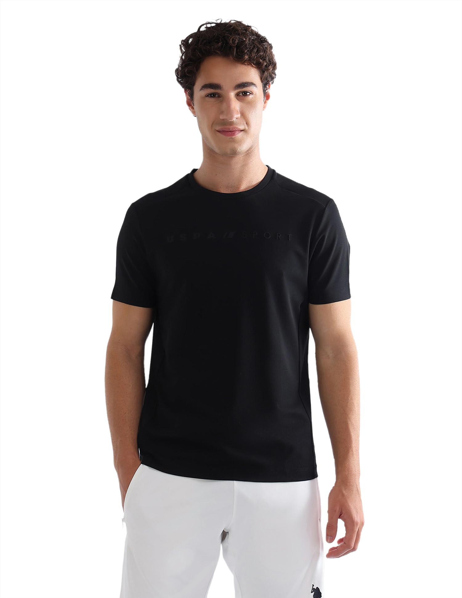 USPA Active Sports Men's Solid Slim fit Active t-Shirt-image-6