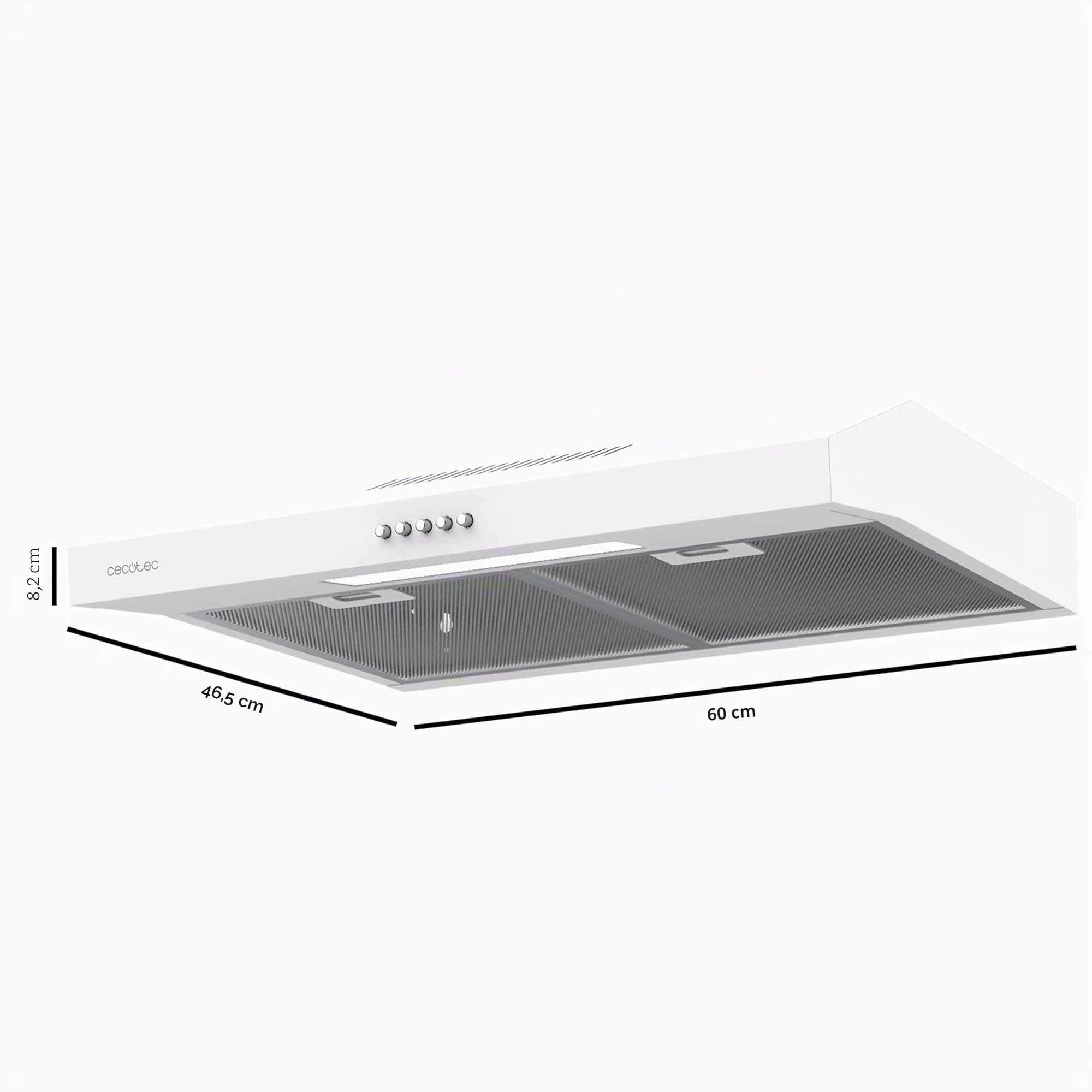 Cecotec Cappa aspirante 60 cm di larghezza Bolero Flux CM 602200 Inox B. Potenza di aspirazione 220 m3/h, motore 70 W, basso consumo, controllo meccanico, 3 livelli di potenza, finitura in inox