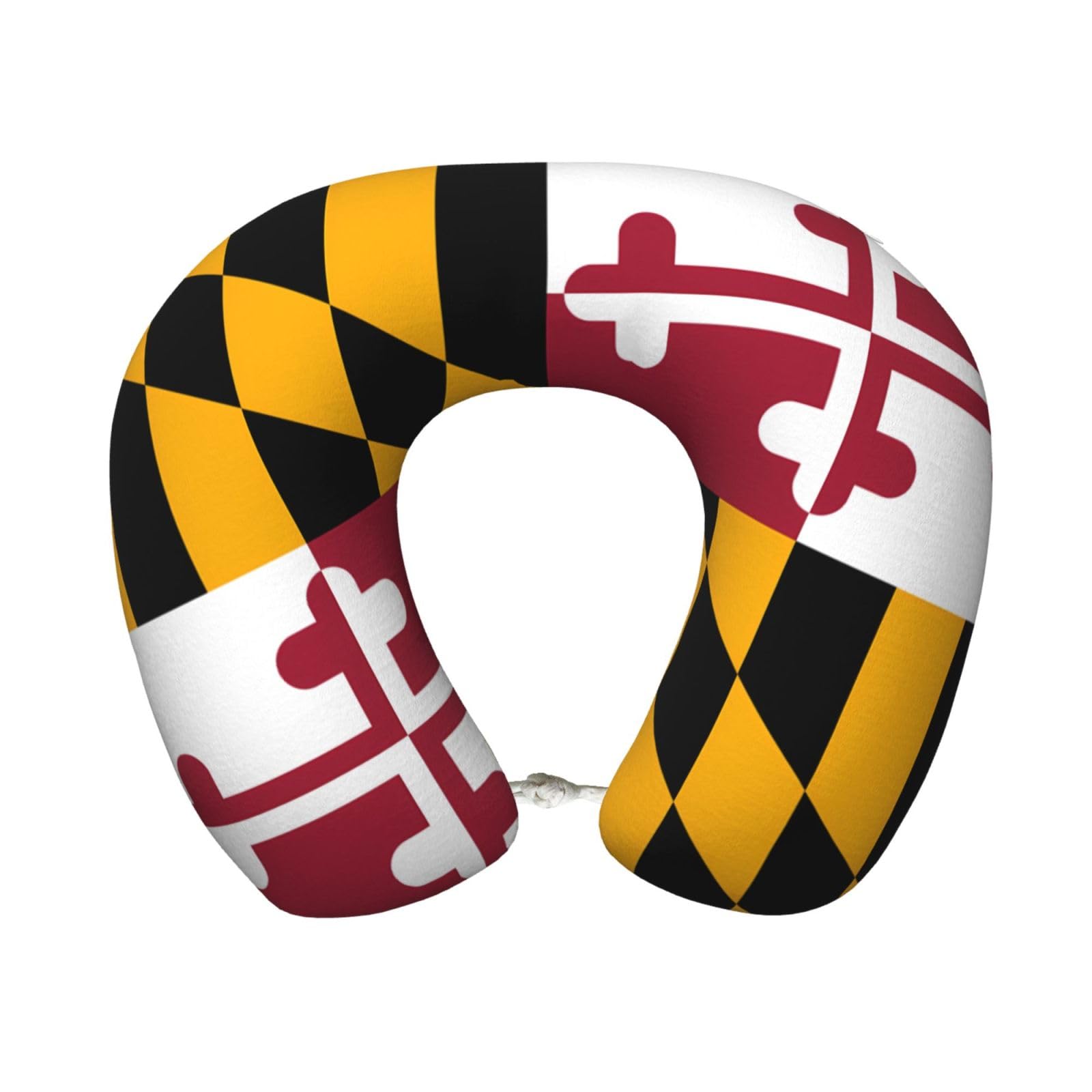 peiyeety Comfortable Maryland State Flag Print Memory Foam Travel Pillow - U-Shaped Neck Support for Trips, Office Naps, and More