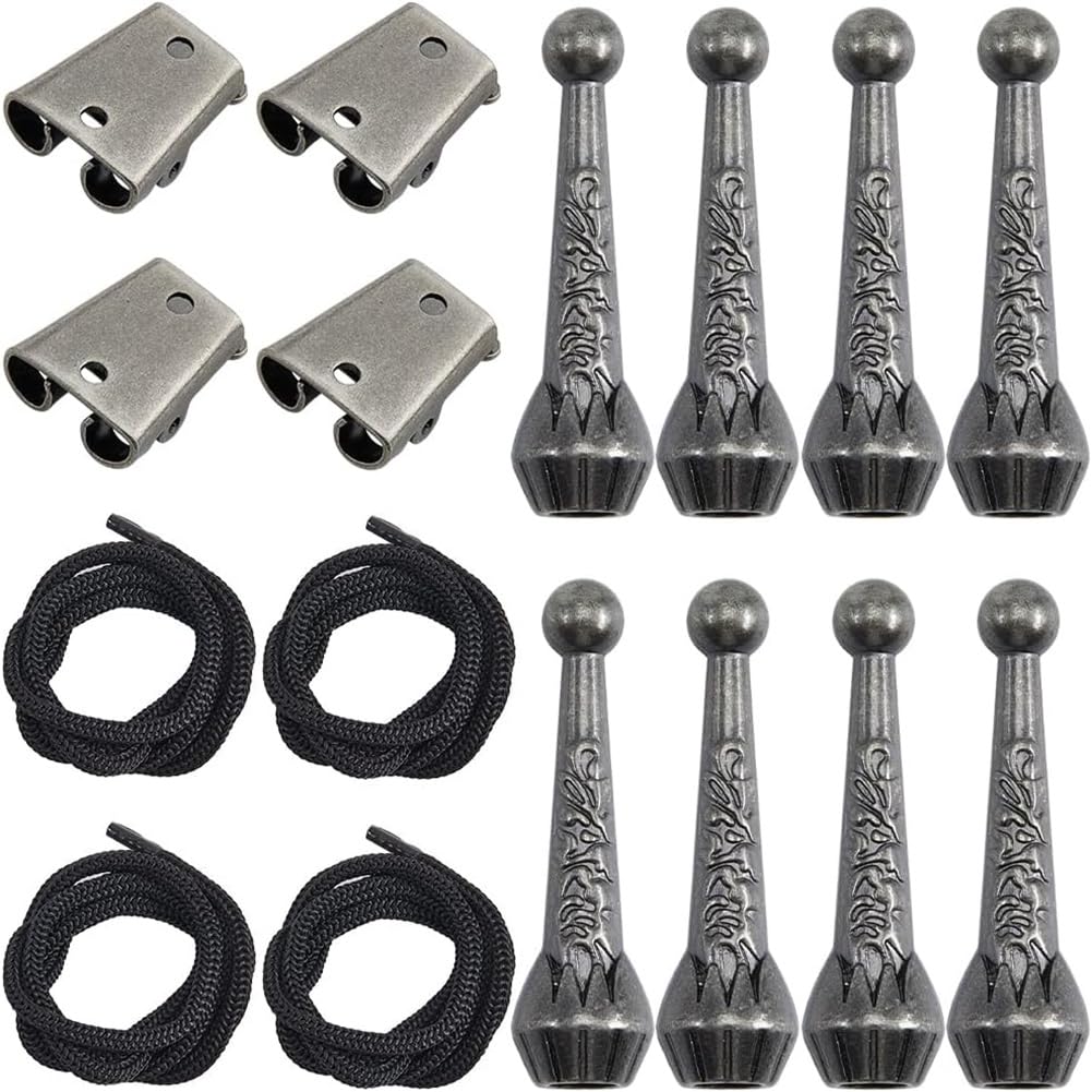 Hndhbfgrt 4 Sets Iron Bolo Tie Findings Kit Bolo Tie Tips Replacement End Caps Kit Tie Buckle Accessories for Bolo Tie Making A