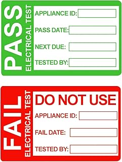 PACK4YA Pat Safety Test Sticker, 250pcs 25x41 mm Pat Test Labels Electrical Safety Pass Label + 25pcs Failed Labels, Appliance Testing Equipment Labels