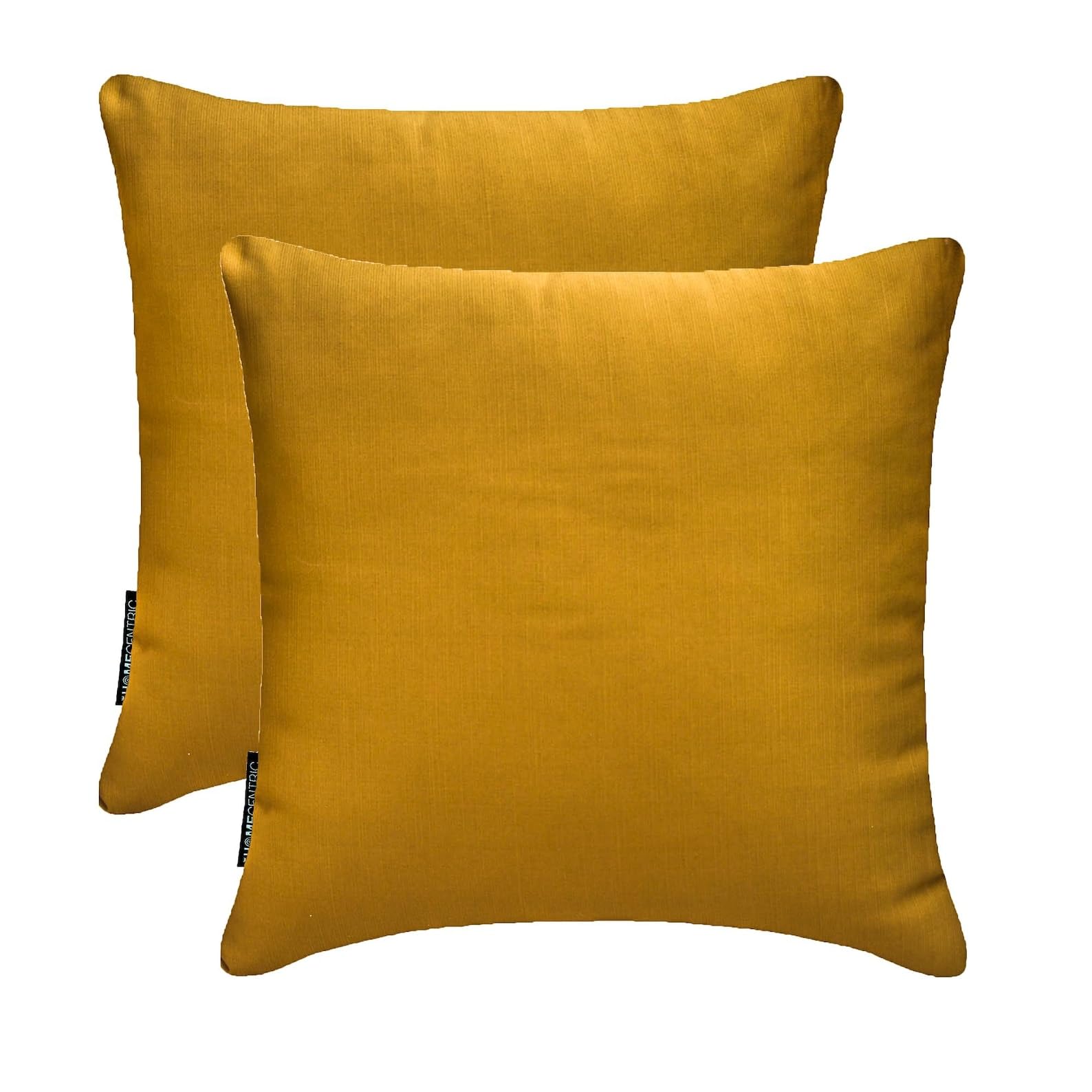 The HomeCentric Dark Gold Luxury Throw Pillow Covers 22"x22" | Pack of 2 Modern Satin Cushion Cover | Solid Pillowcases for Couch, Sofa Bedroom & Living Room, Modern Home Dรฉcor - Dark Gold Slub Satin โ image 1