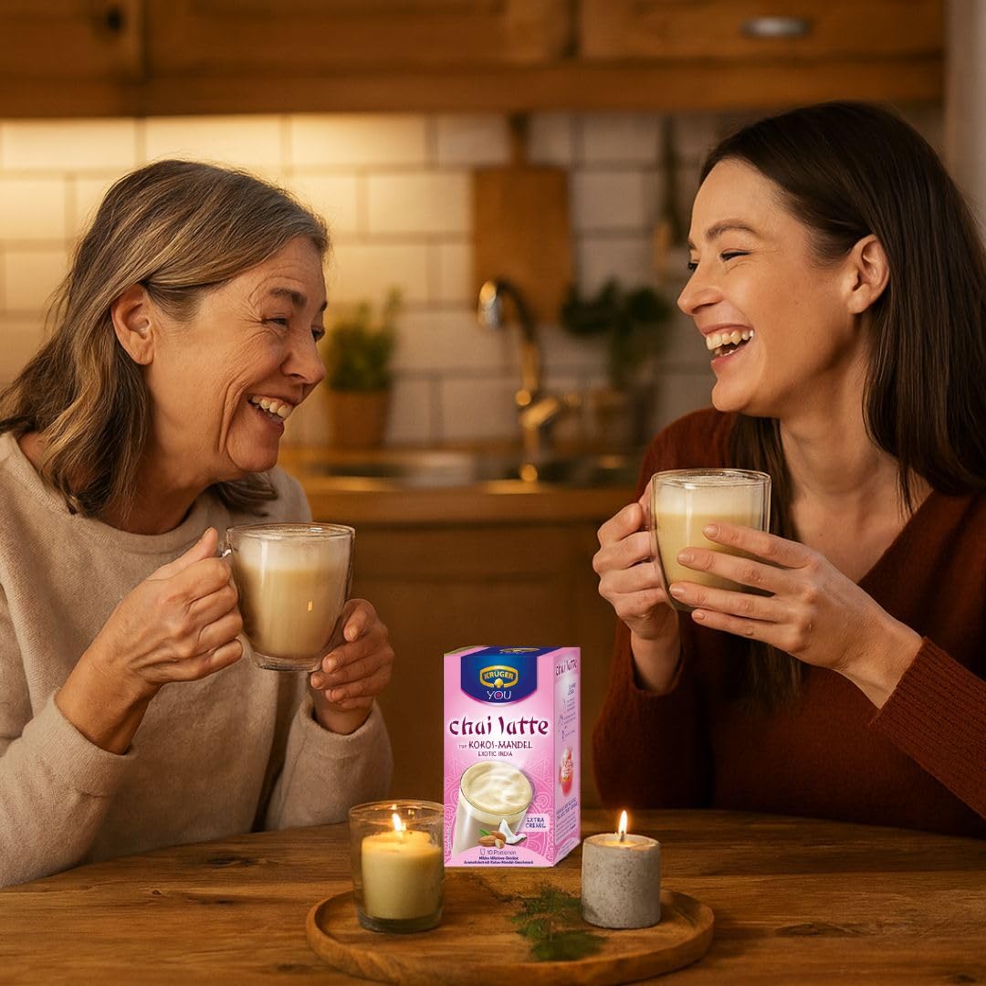 Krüger You Chai Latte Kokos-Mandel 6×250 g (1,5 kg) | Aromatisches Instant-Getränk | Würziger Chai mit Kokos- & Mandel-Note | Schnell zubereitet | Vorratspack für Büro, Zuhause & To-go