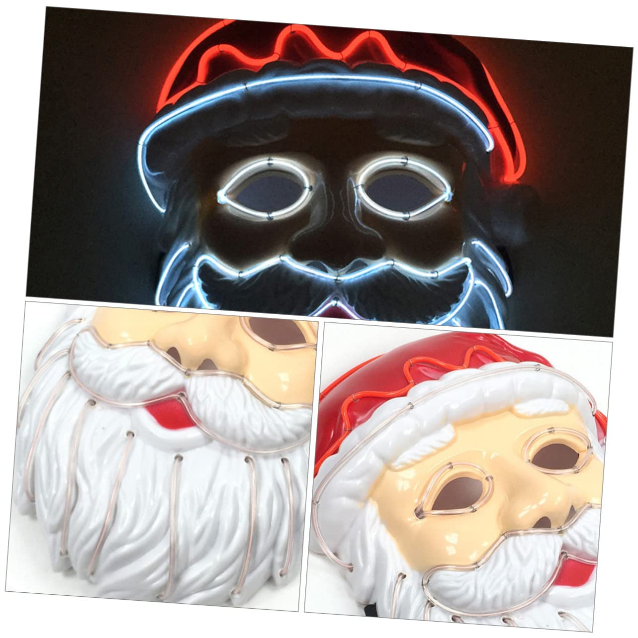 VICASKY 3pezzi Maschera Luminosa Di Babbo Natale Maschera Decorativa Creativa Per Feste Accessorio Per Costumi Di Natale e Party Di Carnevale
