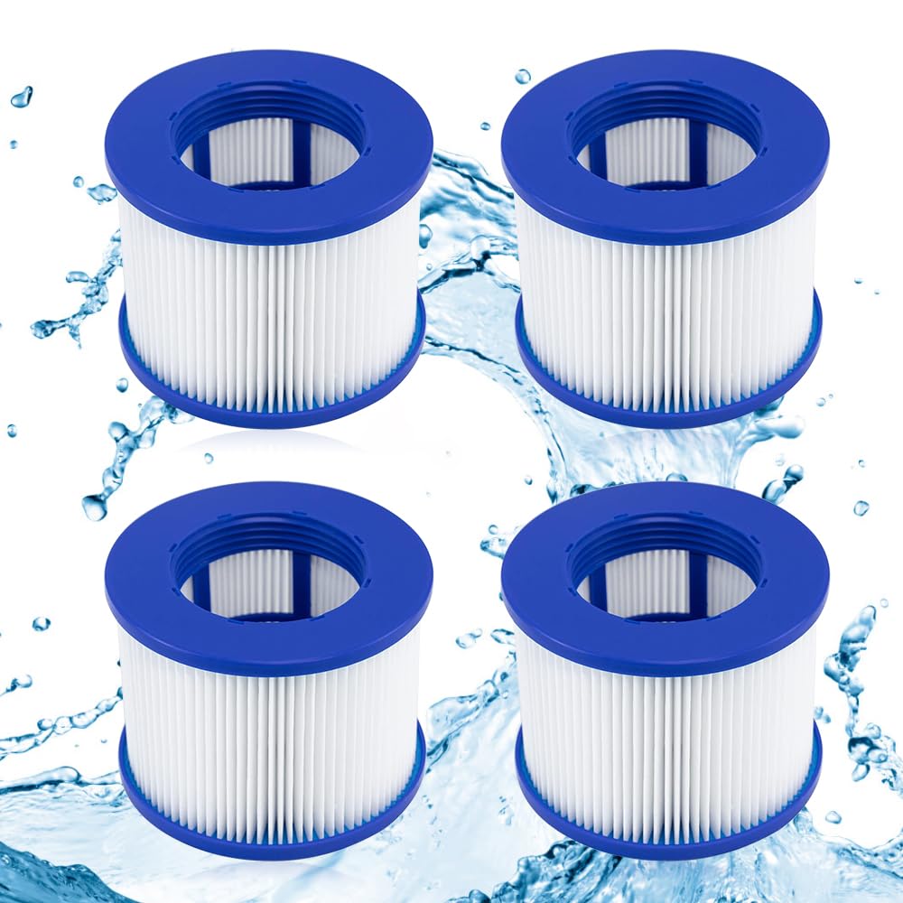 mizikuu Pack of 4 Replacement Filters for MSPA Whirlpoal, S1 Filter Cartridge Water Filter Inflatable Pools Whirlpool Filter for Hot U Boats Spa 74 x 107 mm