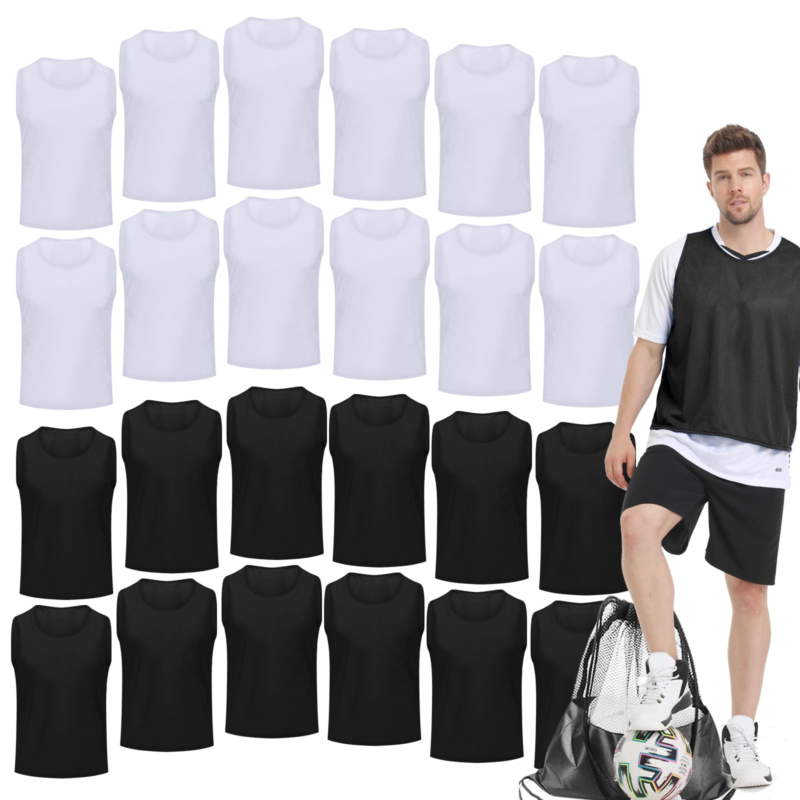 12/24/48Pcs Soccer Pinnies Youth, Scrimmage Team Practice Vests