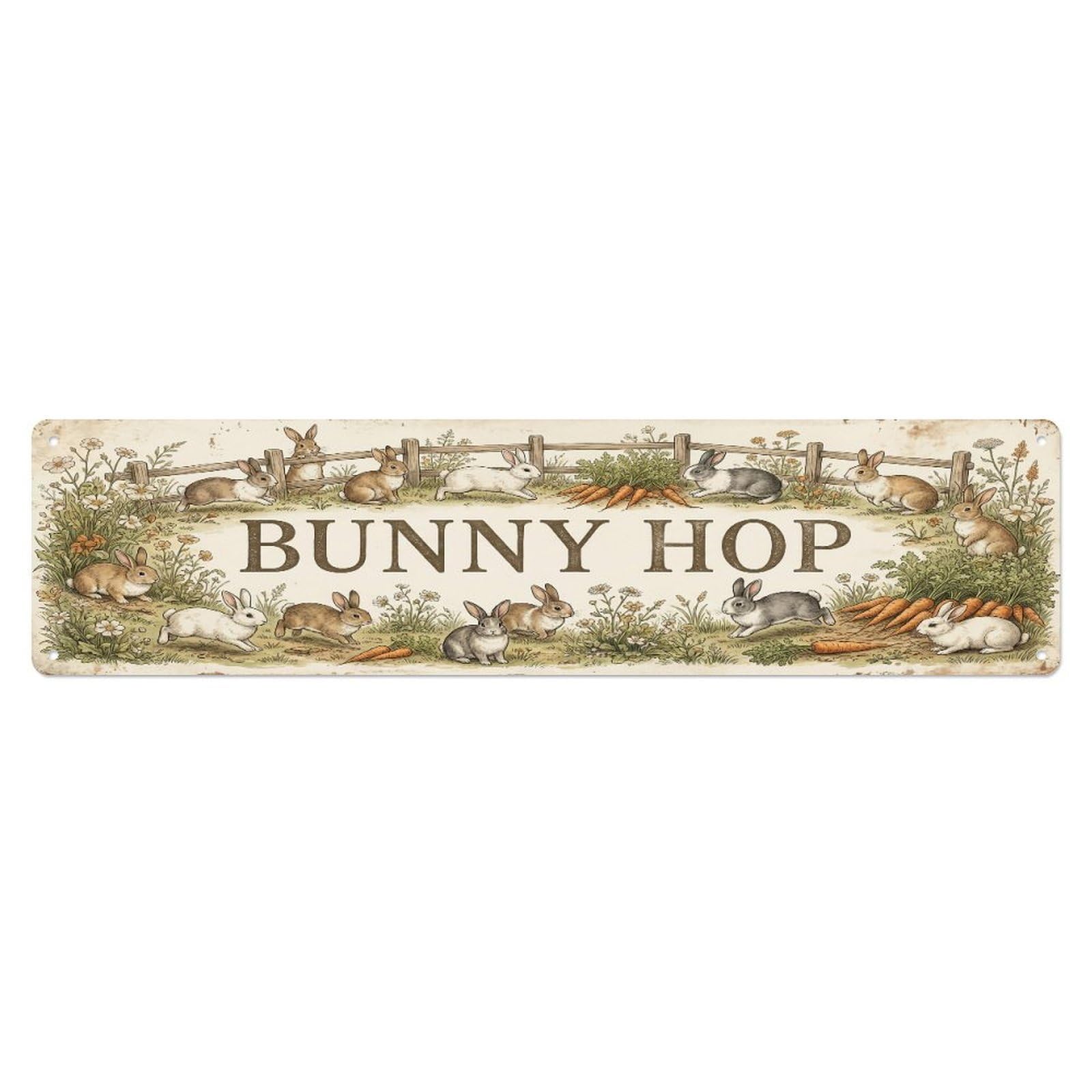 Xanthor Style Metal Tin Sign Vintage Yard Hi Rabbit Farmhouse Funny Rabbit Backyard Farm