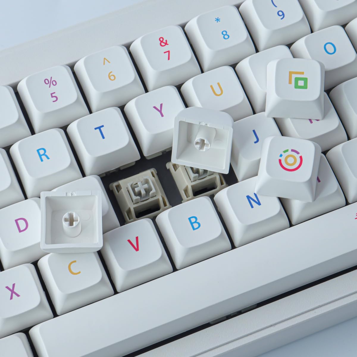 Keycaps Lot de 137 touches blanches à sublimation XDA pour commutateurs Cherry MX ISO/ANSI Disposition des claviers mécaniques