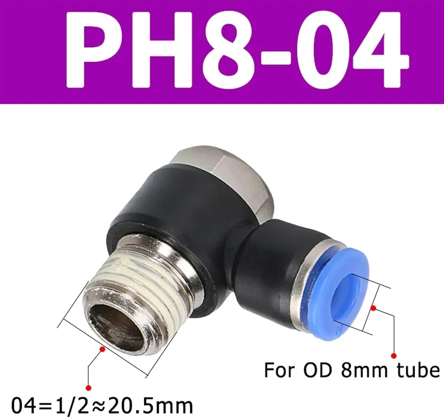 10 Pcs PH External Hexagonal Thread Straight Through 1/8"1/2 3/8 1/4 BSPT Pneumatic Fitting For Air Hose Tube Connectors(PH8-04)