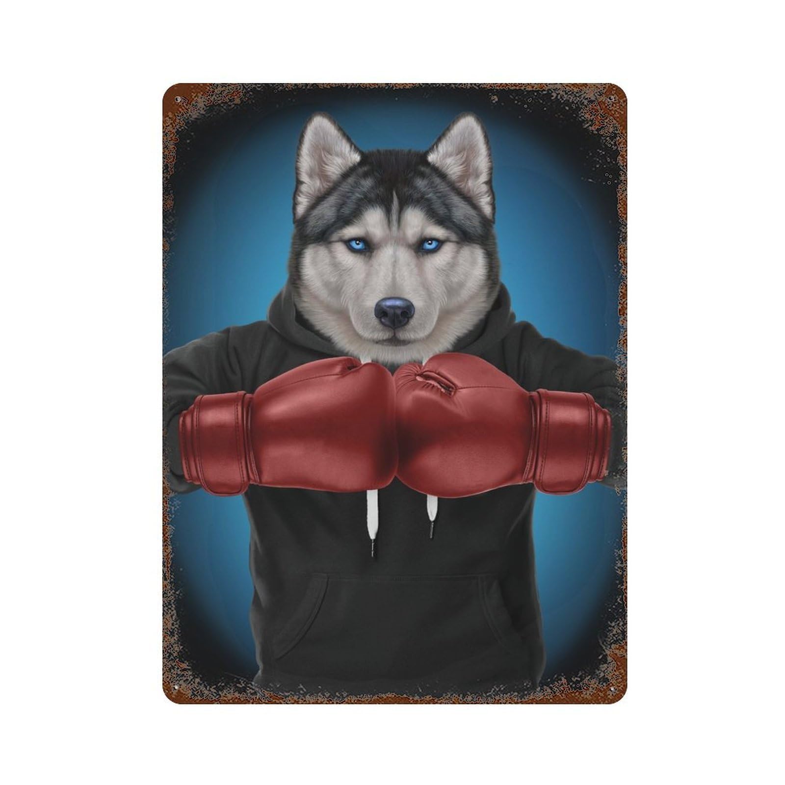 Garage Style Boxer Siberian Husky Dog Vintage Rust Metal Sign 15.7"x11.8", Shabby Chic Decor for Bar And Workshop