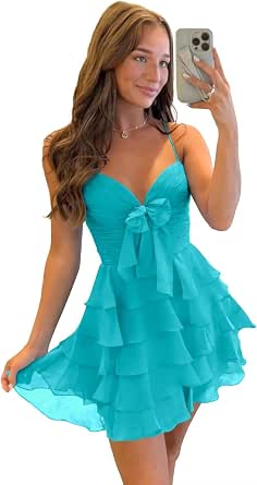 Sweet Ball Gown Spaghetti Straps Chiffon Short Homecoming Dress 17th Birthday Outfits