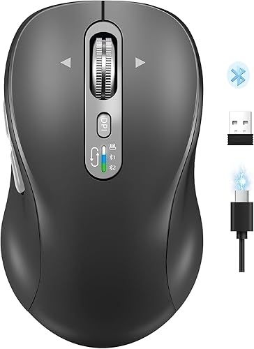 Miniatura 11 de Ratón inalámbrico Bluetooth Ergo, mouse de computadora Ergo para múltiples dispositivos, desplazamiento de metal de 4 vías, ± 3200 DPI, 10 botones,
