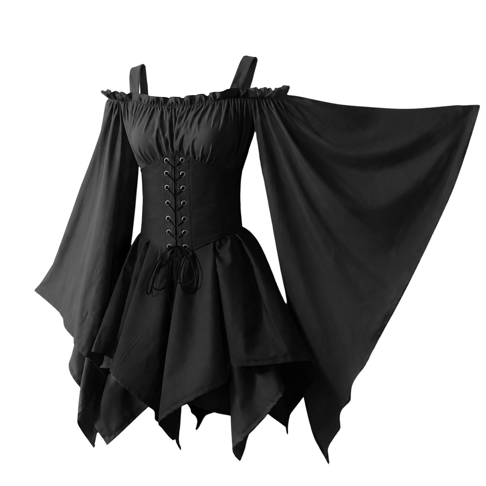 Women Halloween Pirate Dress Off Shoulder Corset Ruffle Gothic Vampire Costume Adult Ladies Funny Pirates Witch Scary Cosplay Outfit UK