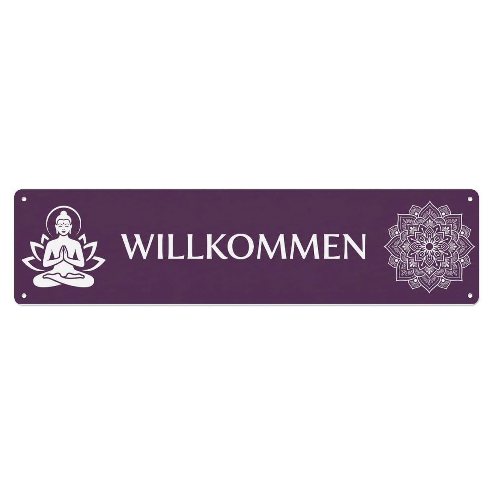 Plum Purple Meditation Mindfulness Center Welcome Metal Tin Sign Plaque Wall Decor for Cafe, Club Bar, Office, Home Garden Metal Poster 4x16Inch