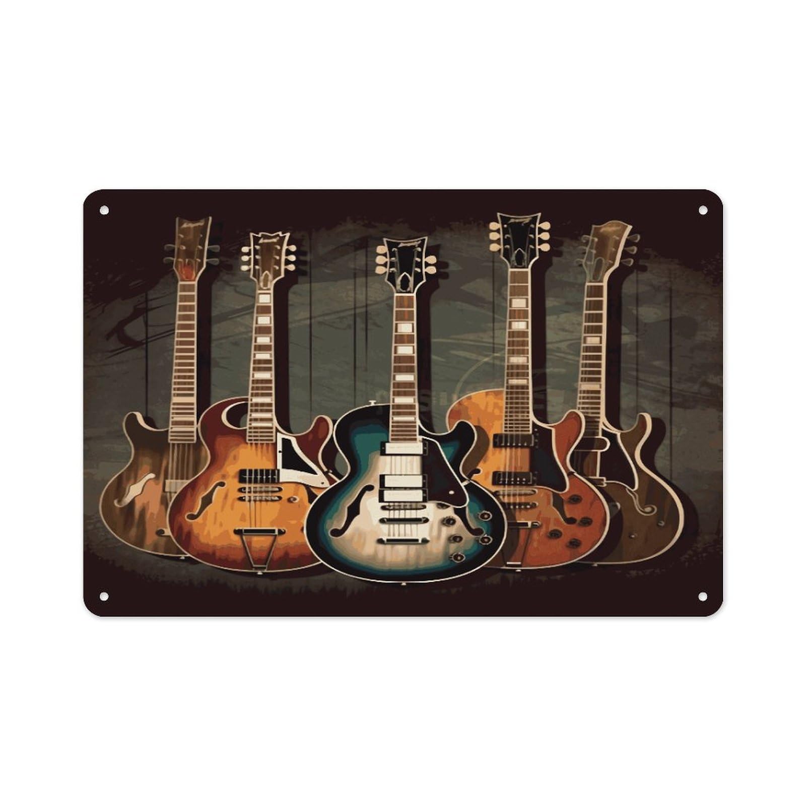 Btcowzrv Style Guitars Art Metal Sign 7.9 X 11.8 Inch, Aluminum Sign Wall Art Decor Easy To Install, Decorative Plaque For Home Bar Kitchen Pub Shop Garage