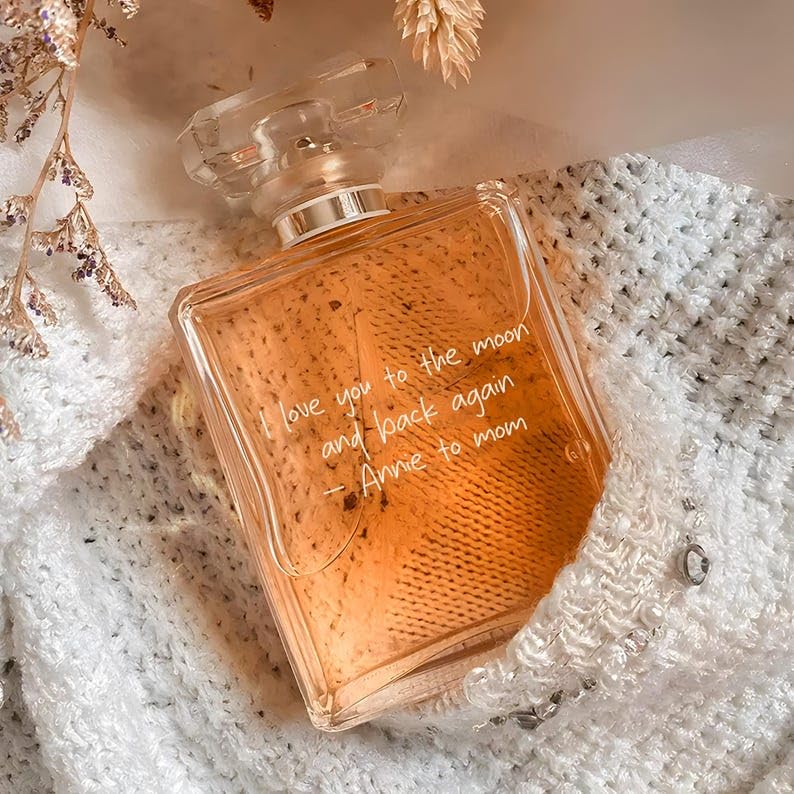 Personalized Handwriting Perfume Bottle – Custom Mother’s Day Gift for Mom, Mother of the Bride - 3.4oz Glass Refillable Spray Bottle, Actual Handwriting Gifts