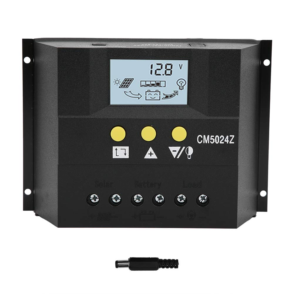 Controlador de Carga Solar CM5024 12V/24V 50A Pantalla LCD Panel Solar Batería Regulador Inteligente Parámetro Automático Compensación de Temperatura Ajustable