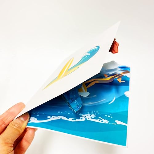 Miniatura 2 de Tarjeta de cumpleaños emergente para surfistas (niña)  Surf, océano, feliz cumpleaños, simplemente porque sí, días especiales, jubilación,