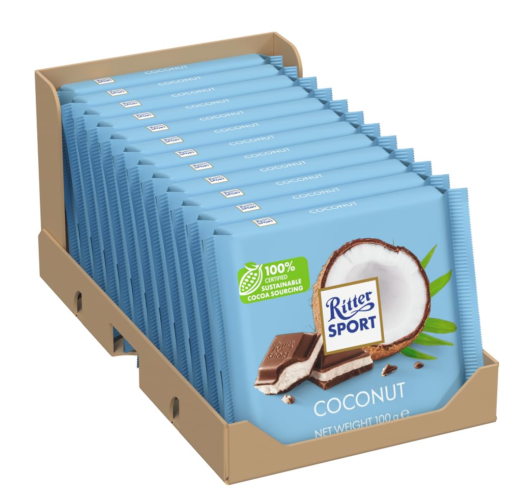 Ritter Sport Coconut 100g (Pack of 12) (packaging may vary)