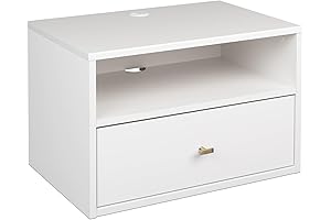 Prepac Floating Shelf Side Table with Drawer, Modern Floating Nightstand for Wall