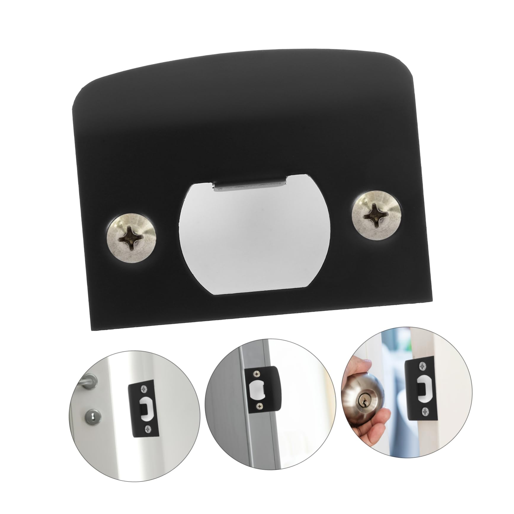 NUOBESTY 20 Ensembles Boucle à Ardillon Verrouillable Kit De Renfort De Porte Avant Plaque De Renfort Pêne Dormant Gâche Couvertures De Porte Bouche-trou Acier Inoxydable Black