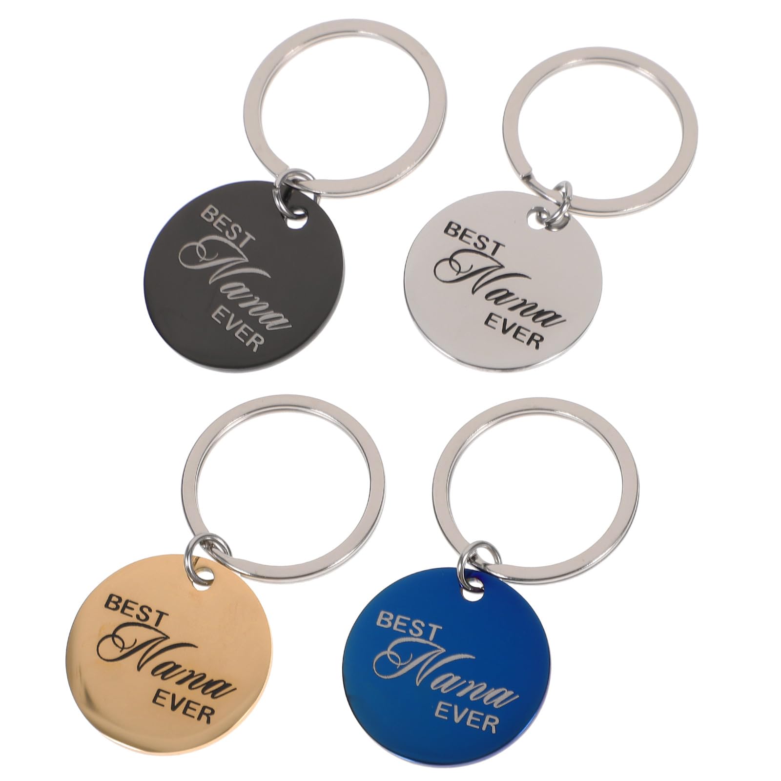 Cabilock 4 Pcs Pet Id Tags Stainless Steel Dog Tags Engraved with Keyring for Cats and Dogs Collar Accessories