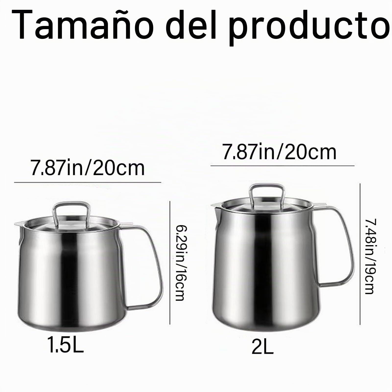 Rose and Teddy - Freidora de acero inoxidable, 2 en 1, freidora de acero inoxidable de 68 onzas con cesta y tapa, recipiente versátil de gran capacidad con filtro de aceite para cocina, almacenamiento