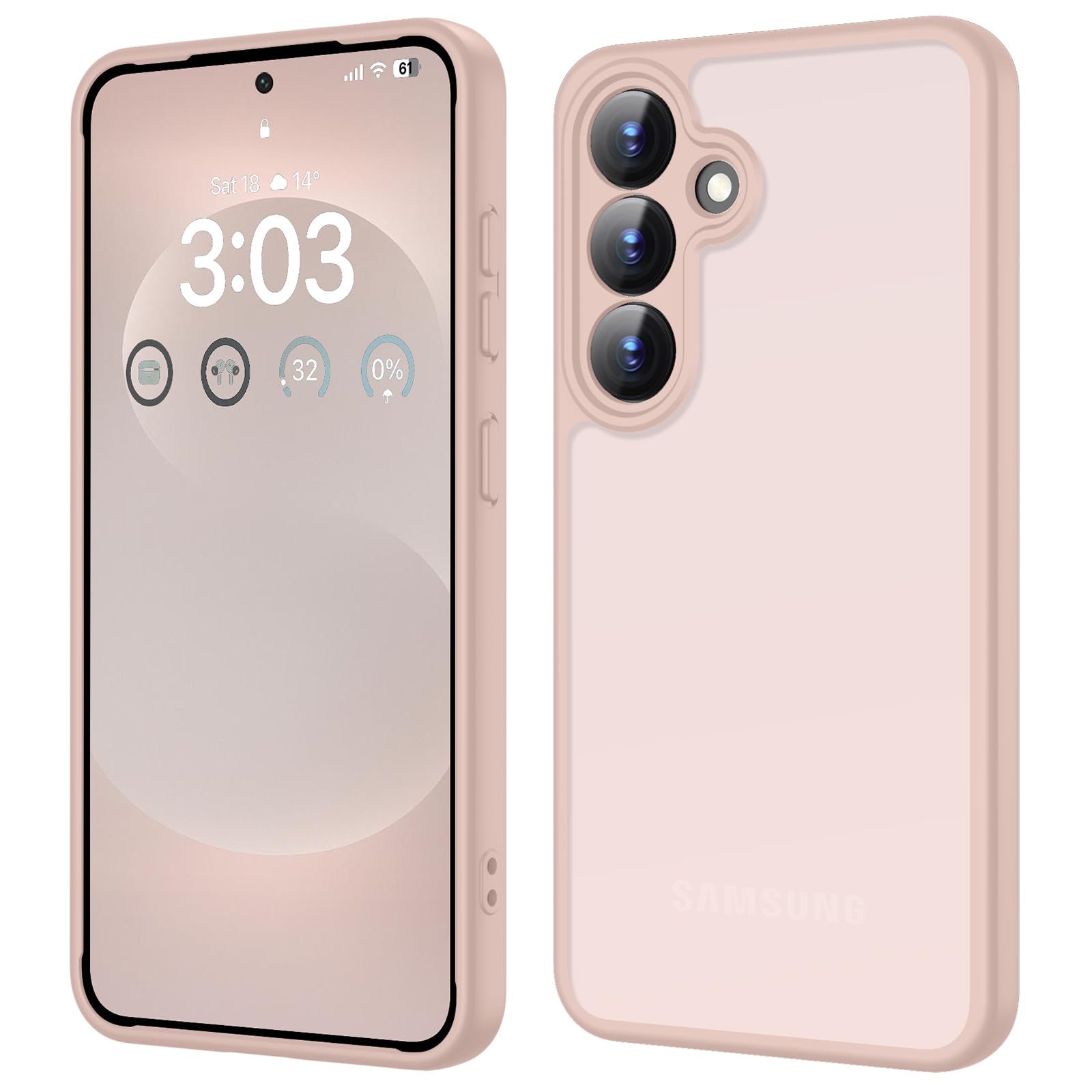 ORDA für Samsung Galaxy S25 FE Hülle, Vollständiger Kameraschutz, Rosa | Stoßfest Kratzfest, Transluzente Rückseite Schutzhülle, Matt Handyhülle